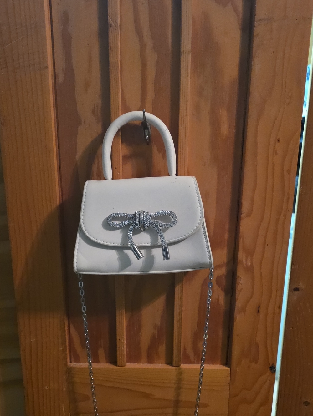 Melie Biiano White Mini Top-Handle Crossbody with Bow Accent